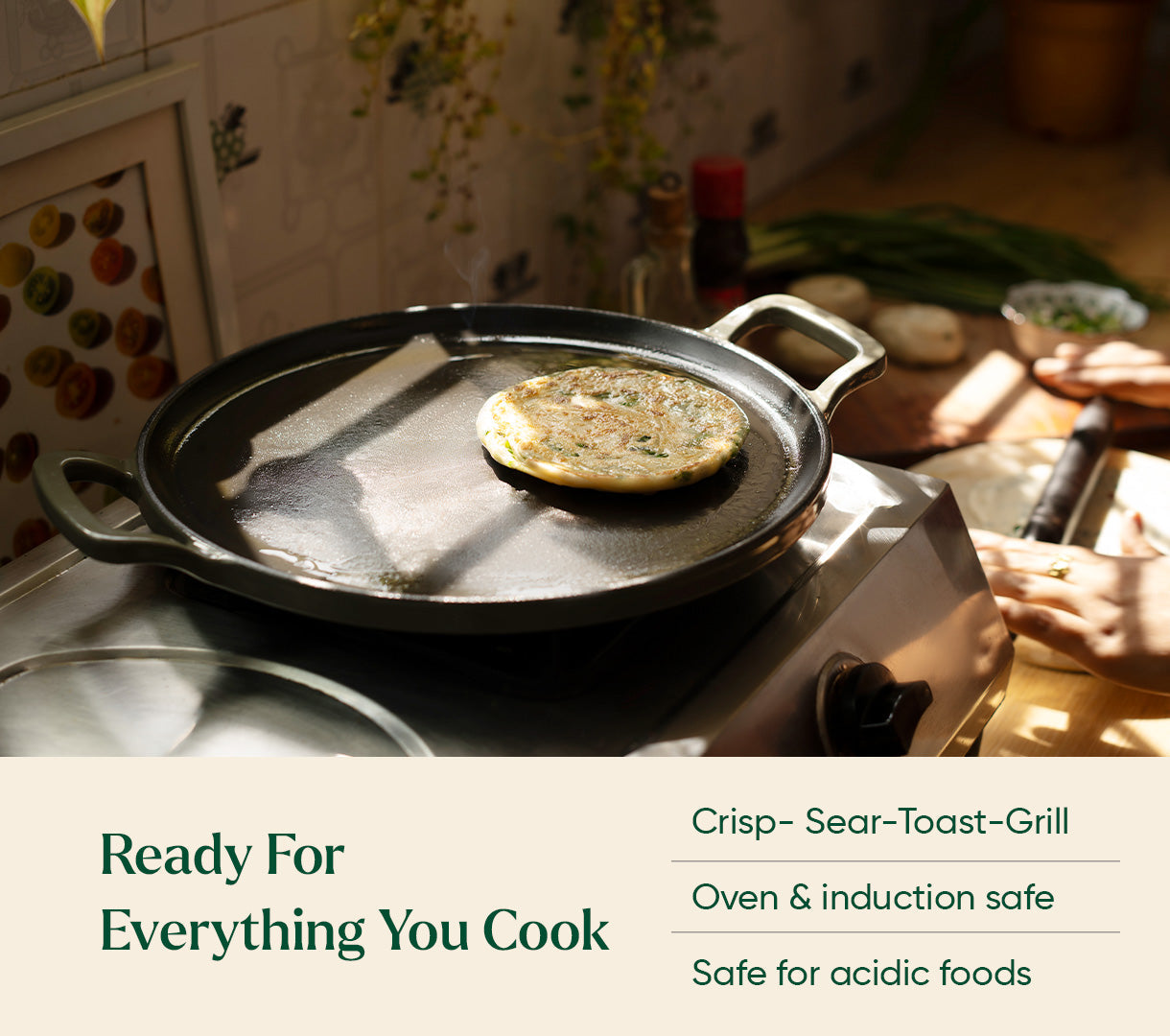 TitaniumClad™  Cast Iron Tawa 30cm - Sage