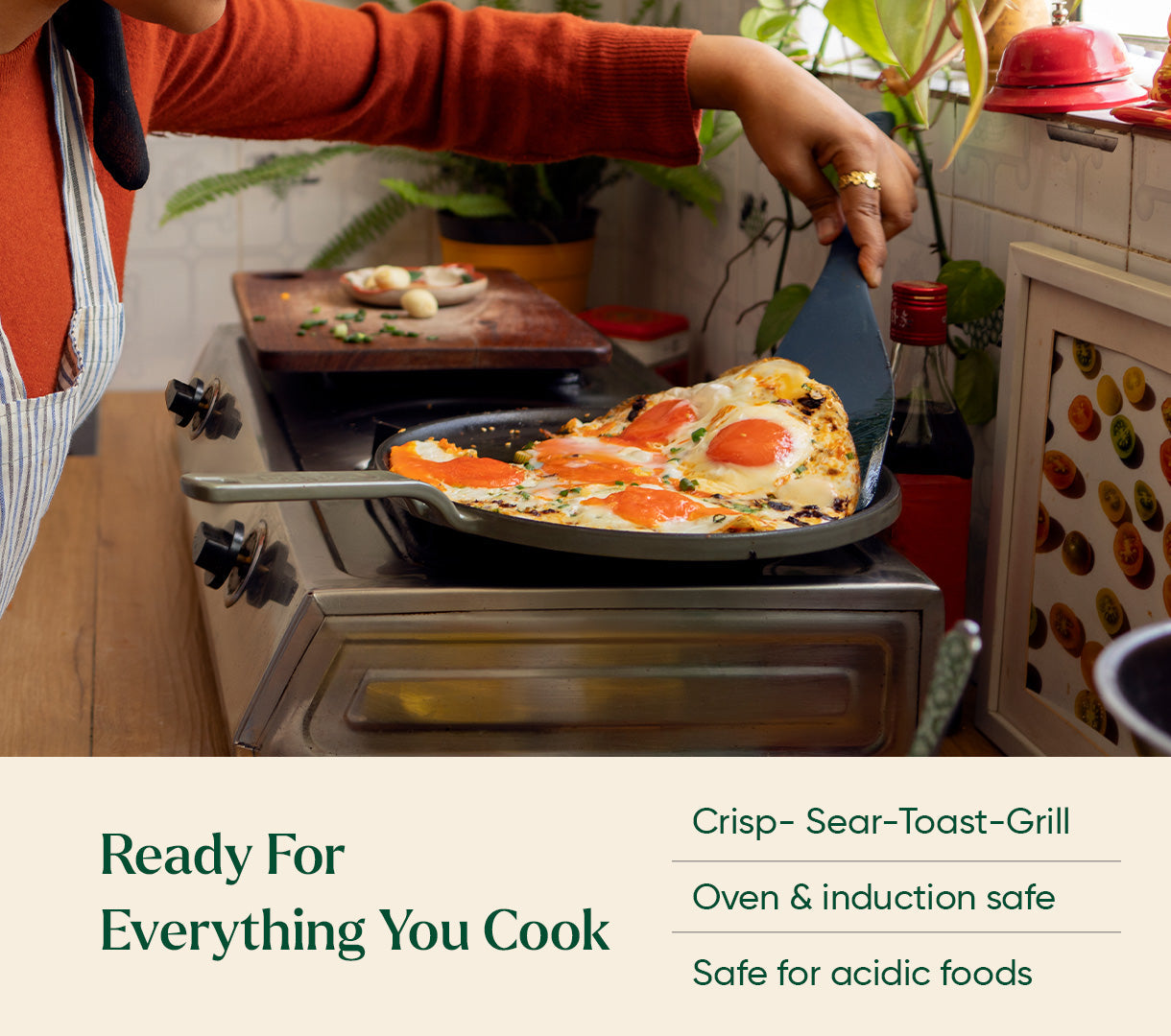 TitaniumClad™  Cast Iron Tawa 27cm - Sage