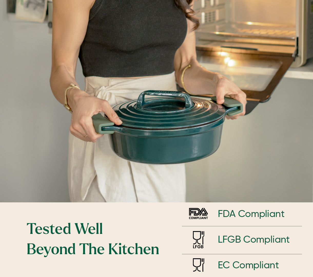 TitaniumClad™  Cast Iron Dutch Oven 27cm - Teal