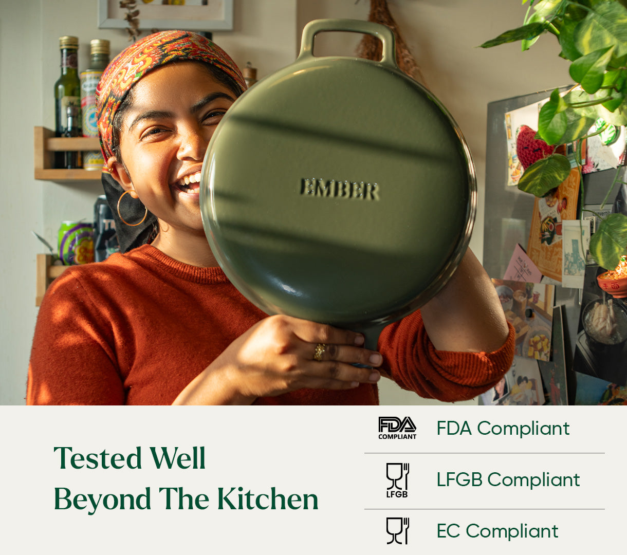 TitaniumClad™  Cast Iron Grill Pan 27cm - Sage
