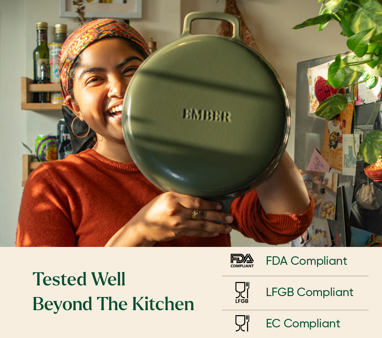 TitaniumClad™  Cast Iron Grill Pan 27cm - Sage