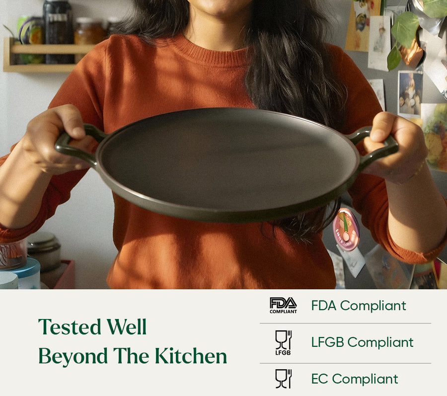 TitaniumClad™  Cast Iron Tawa 30cm - Sage