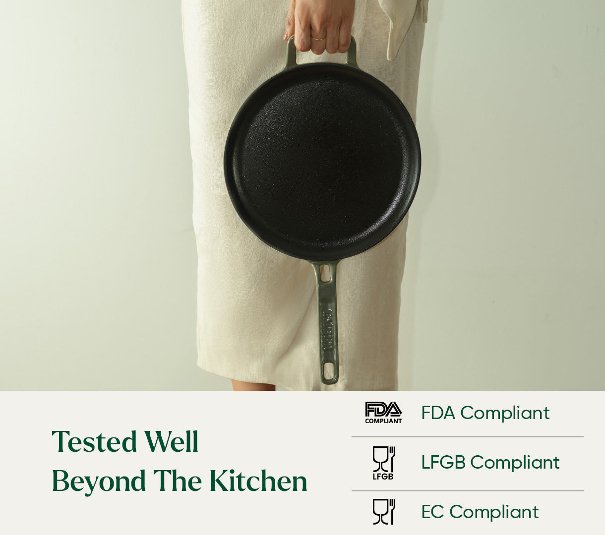 TitaniumClad™  Cast Iron Tawa 27cm - Sage