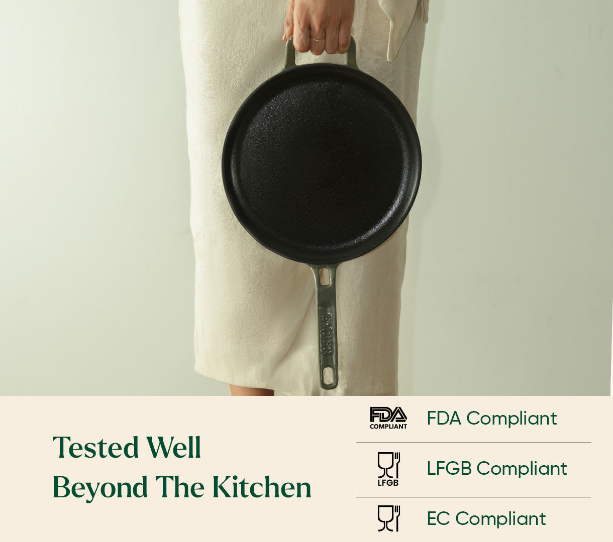 TitaniumClad™  Cast Iron Tawa 27cm - Sage