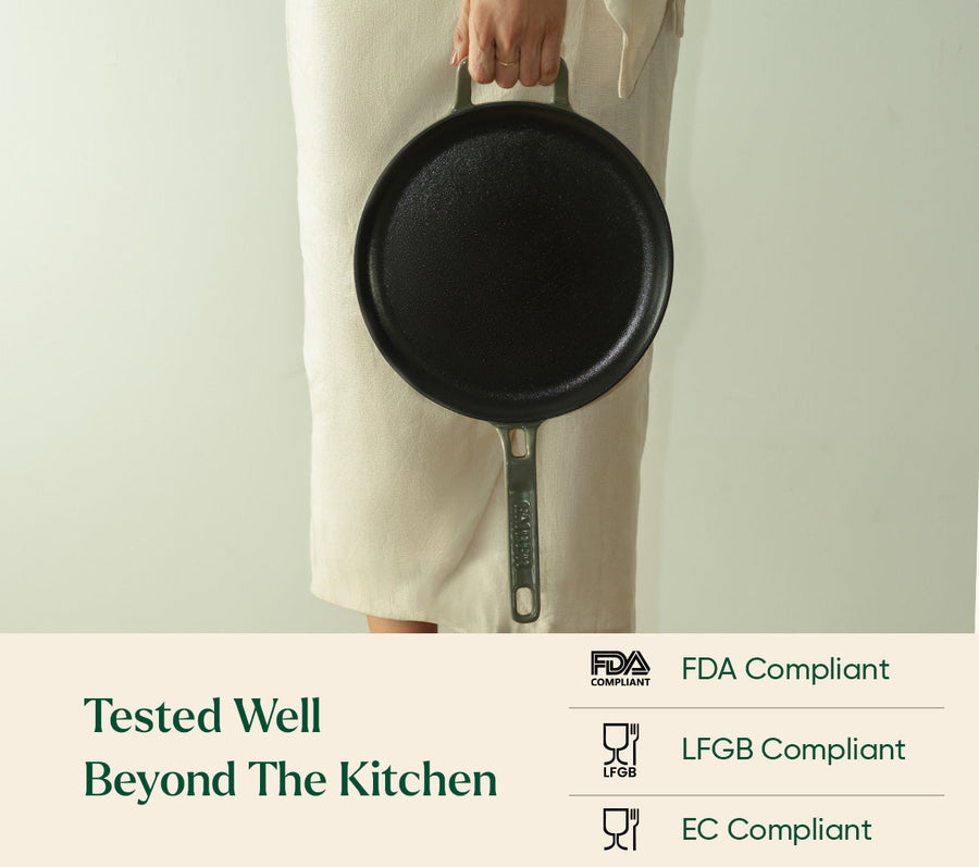 TitaniumClad™  Cast Iron Tawa 27cm - Sage