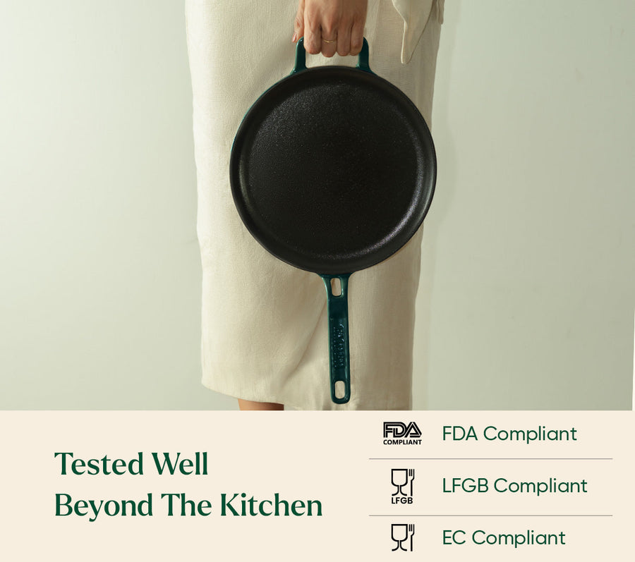TitaniumClad™  Cast Iron Tawa 27cm - Teal