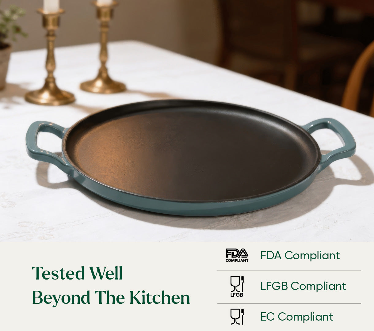 TitaniumClad™  Cast Iron Tawa 30cm - Ocean