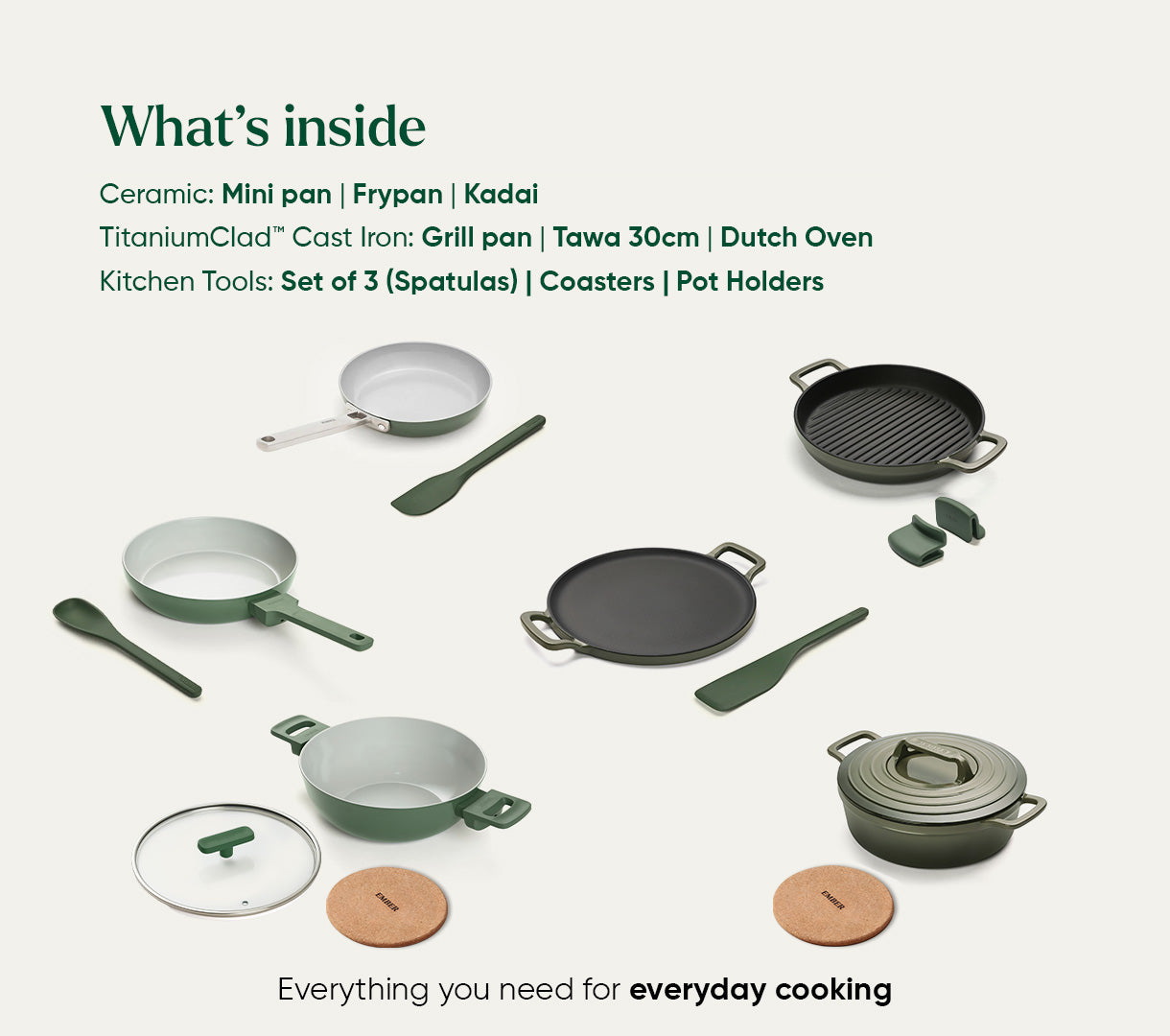 Set of 15 - Coorg Green + Sage 