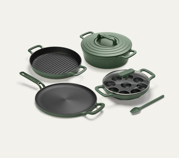 Pre-Seasoned Cast Iron - Set of 4  - Coorg Green