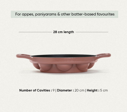 Ember Pre-Seasoned Cast Iron Appe Pan (20 cm) - Jaipur Terracotta