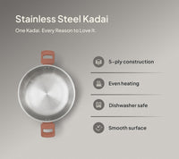 Ember Stainless Steel Kadai - Jaipur Terracotta