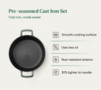 Pre-Seasoned Cast Iron - Set of 4  - Coorg Green