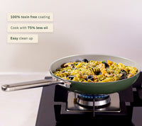 Frypan 24cm with glass lid - Coorg Green