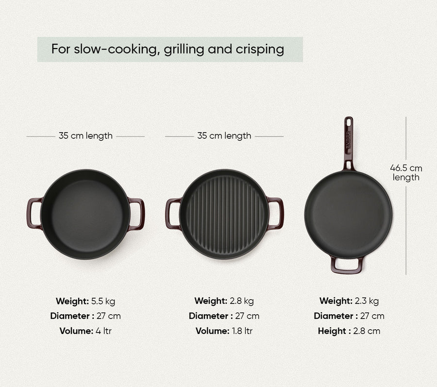 TitaniumClad Cast Iron - Set of 4 - Wine