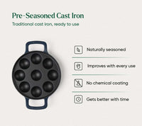 Ember Pre-Seasoned Cast Iron Appe Pan (20 cm) - Nilgiri Blue