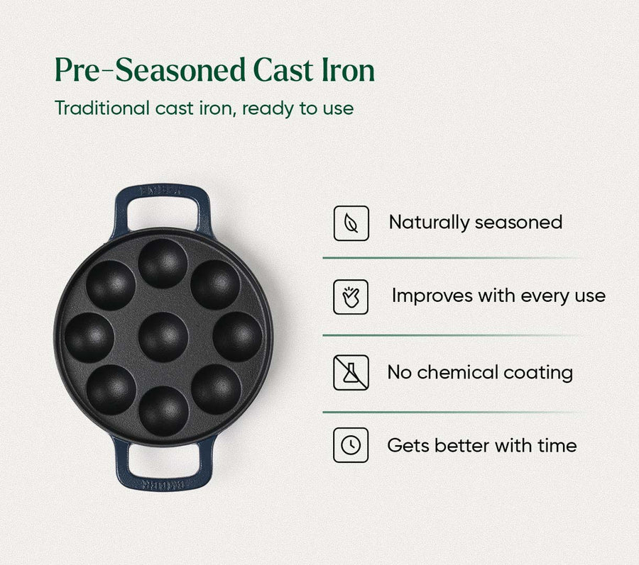 Ember Pre-Seasoned Cast Iron Appe Pan (20 cm) - Nilgiri Blue