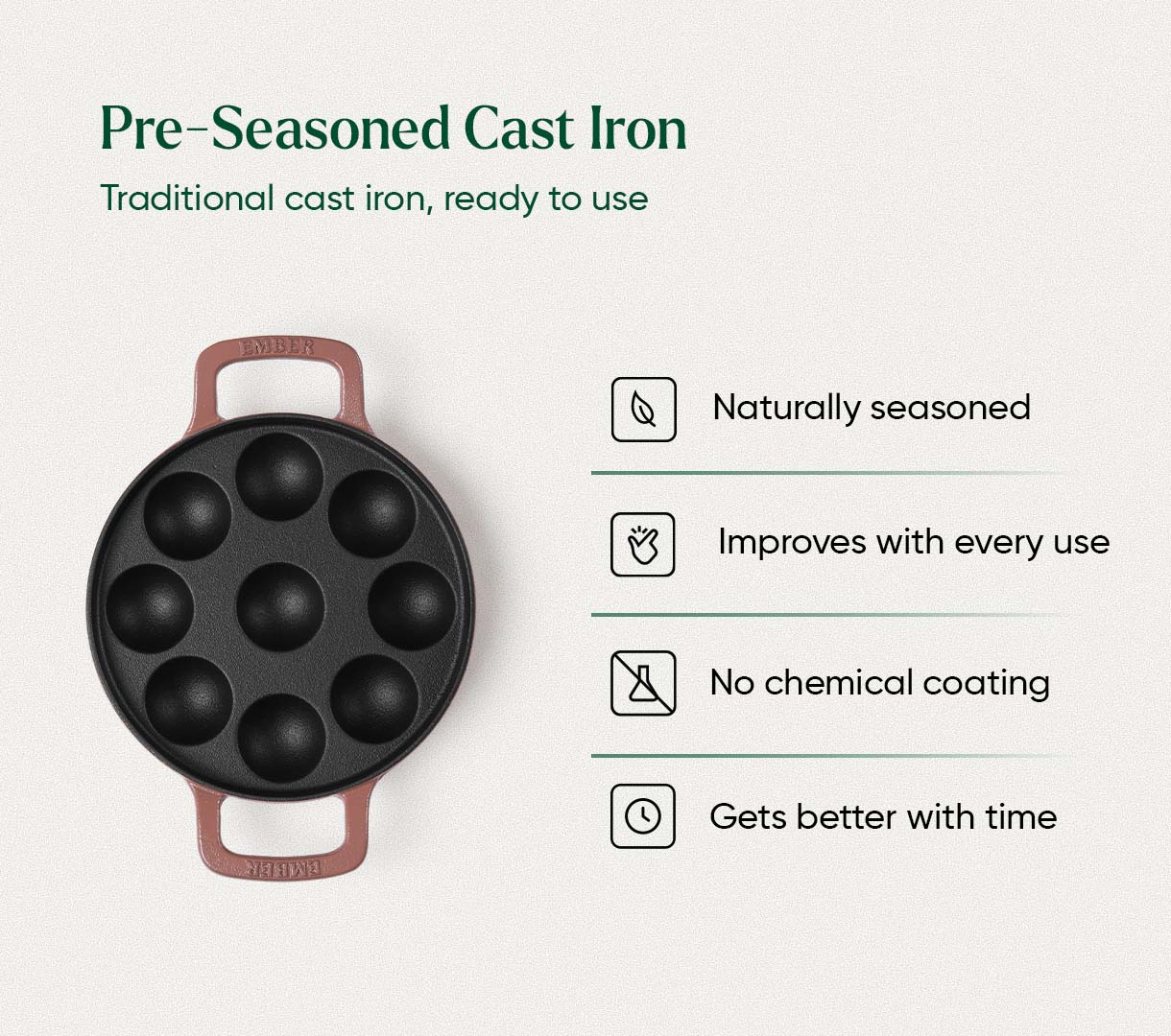 Ember Pre-Seasoned Cast Iron Appe Pan (20 cm) - Jaipur Terracotta