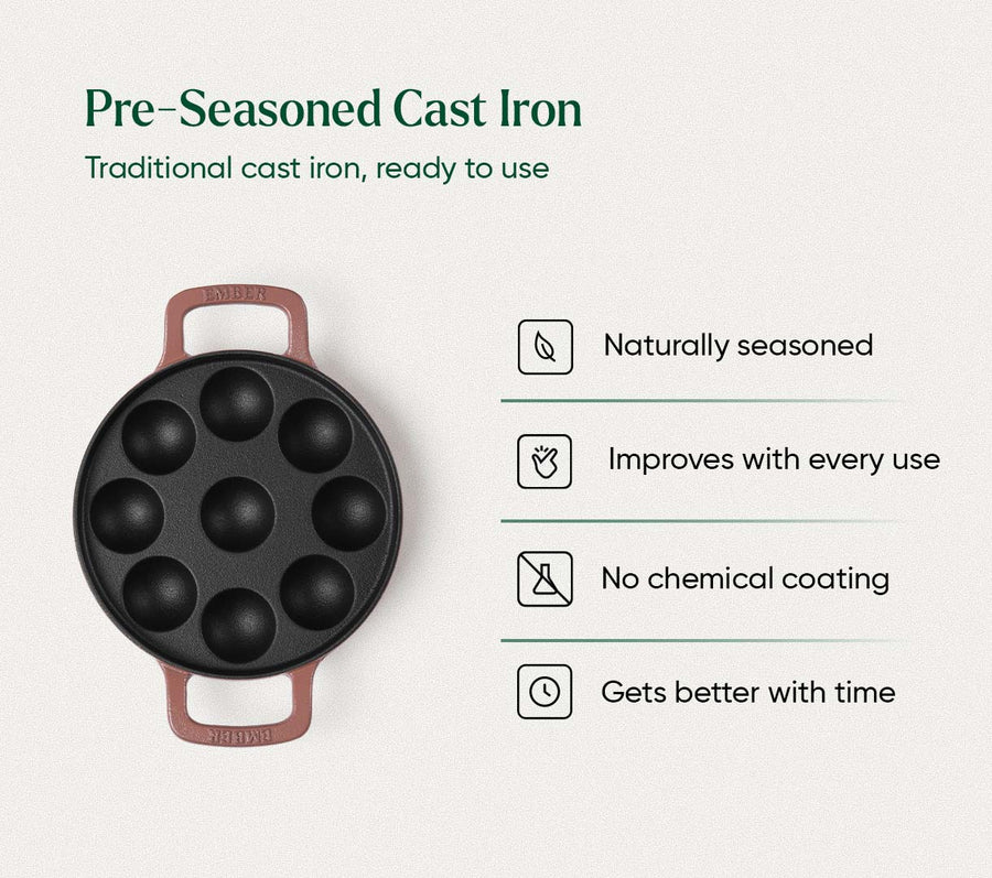 Ember Pre-Seasoned Cast Iron Appe Pan (20 cm) - Jaipur Terracotta