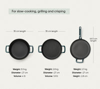 TitaniumClad Cast Iron - Set of 4 - Teal