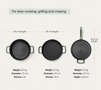 Pre-Seasoned Cast Iron - Set of 4  - Coorg Green