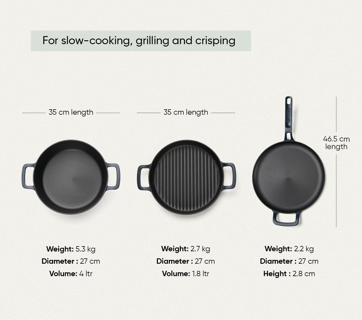 Pre-Seasoned Cast Iron - Set of 4  - Nilgiri Blue