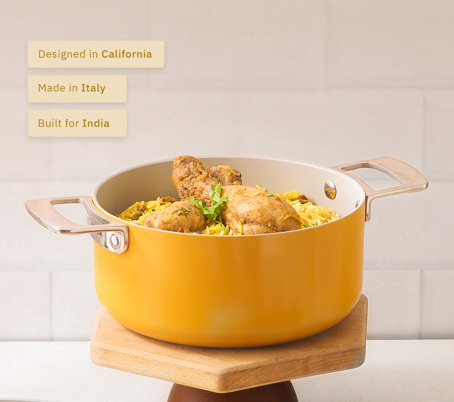 Mini Dutch Oven 20cm with glass lid - Benares Gold
