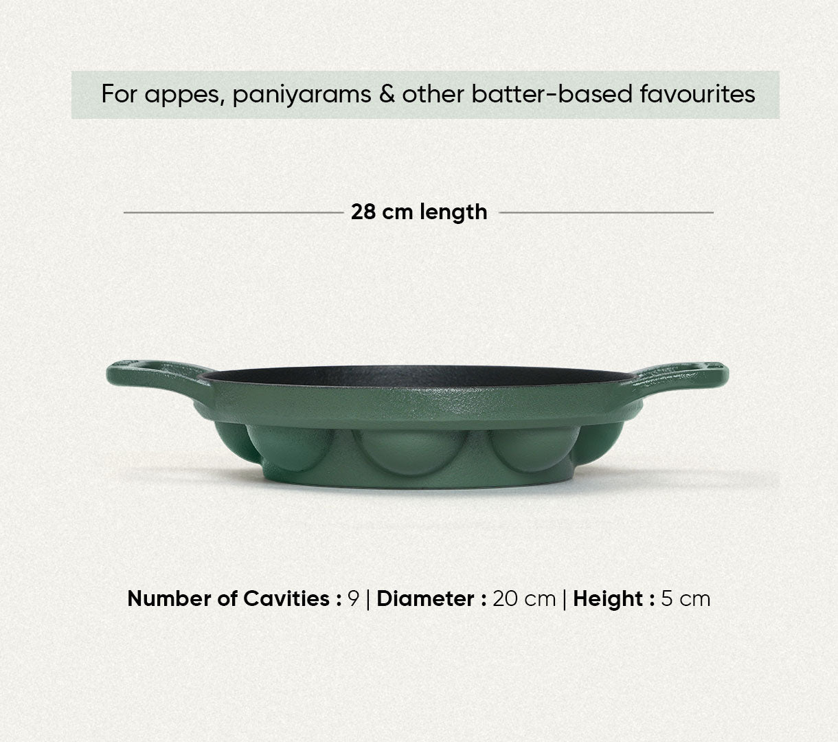 Pre-Seasoned Cast Iron - Set of 4  - Coorg Green