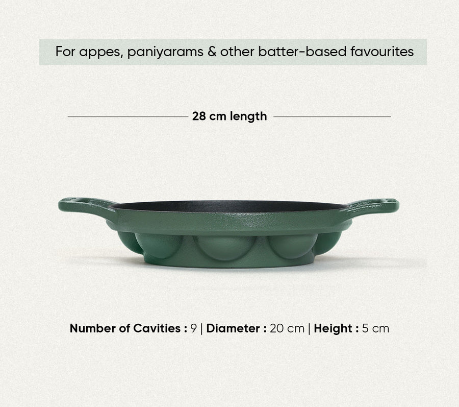 Pre-Seasoned Cast Iron - Set of 4  - Coorg Green