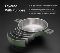 Ember Stainless Steel Kadai - Coorg Green