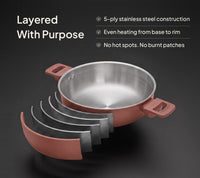 Ember Stainless Steel Kadai - Jaipur Terracotta