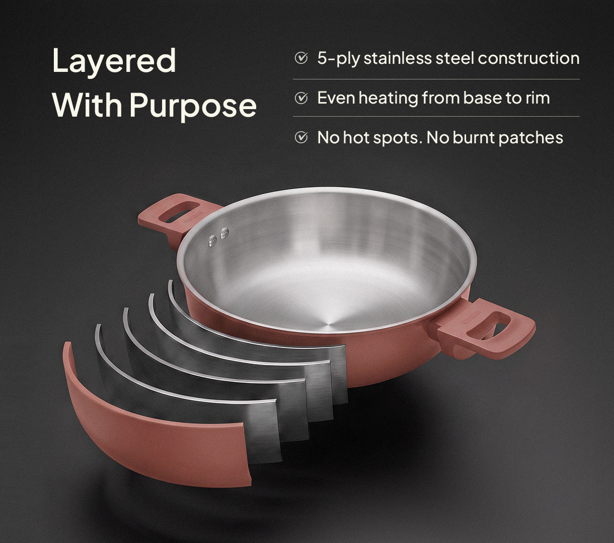 Ember Stainless Steel Kadai - Jaipur Terracotta