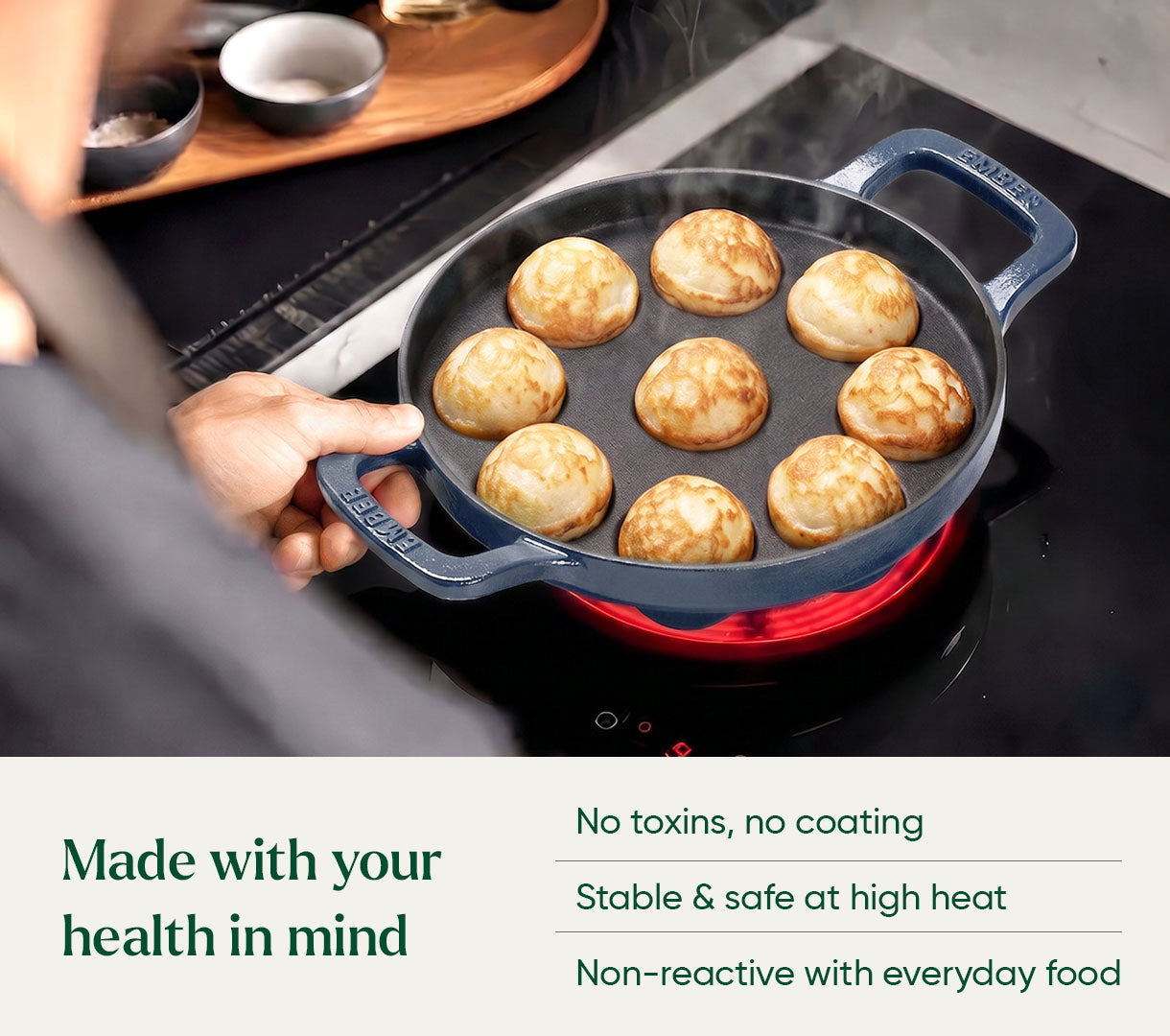 Ember Pre-Seasoned Cast Iron Appe Pan (20 cm) - Nilgiri Blue