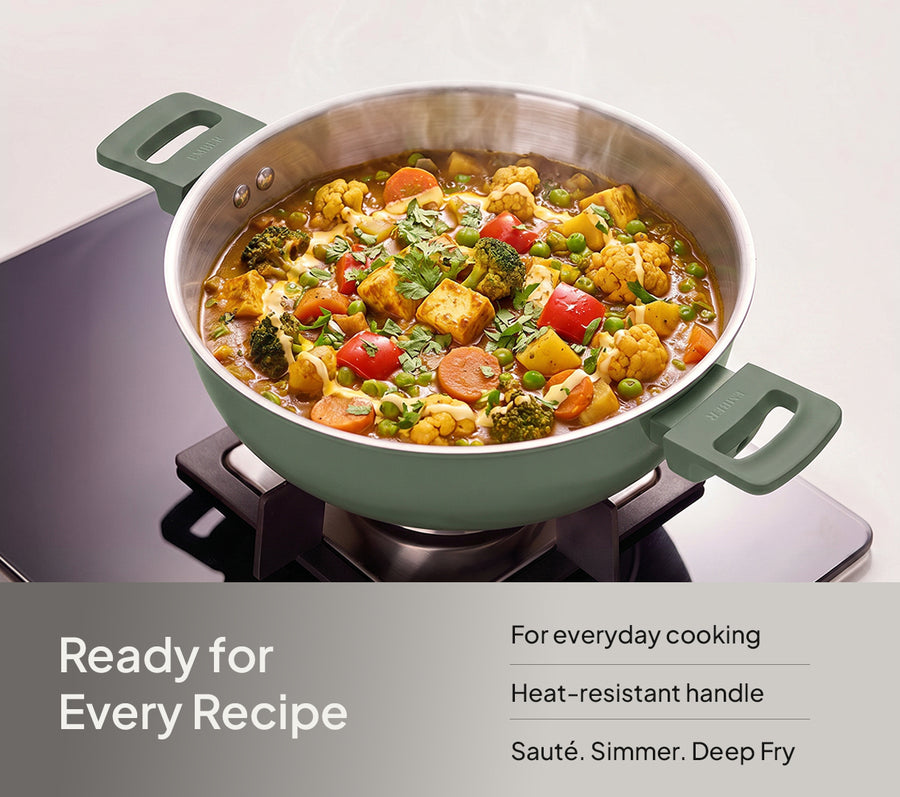 Ember Stainless Steel Kadai - Coorg Green