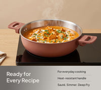 Ember Stainless Steel Kadai - Jaipur Terracotta