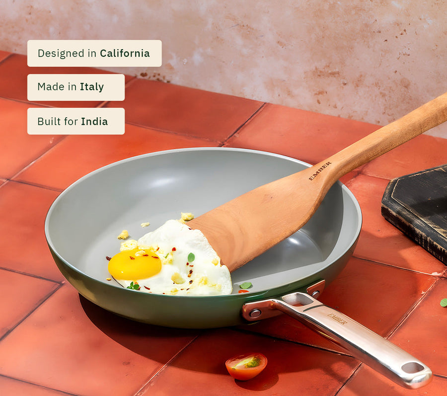 Frypan 24cm with glass lid - Coorg Green