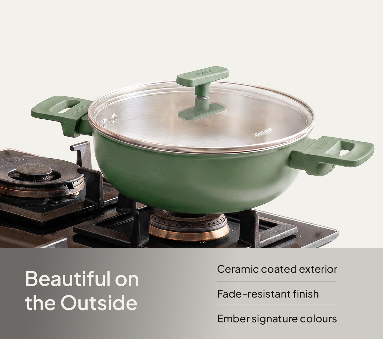 Ember Stainless Steel Kadai - Coorg Green