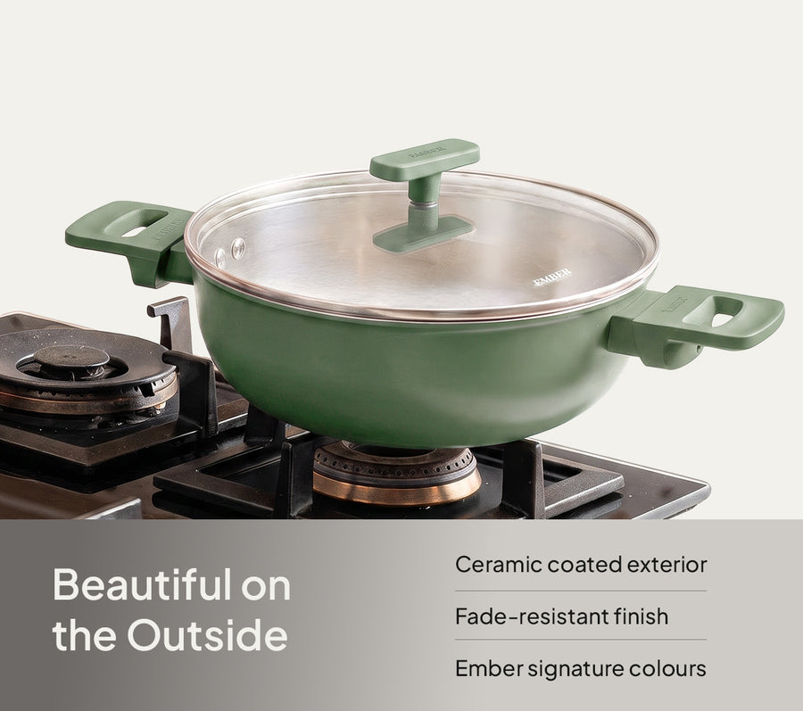 Ember Stainless Steel Kadai - Coorg Green