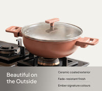 Ember Stainless Steel Kadai - Jaipur Terracotta