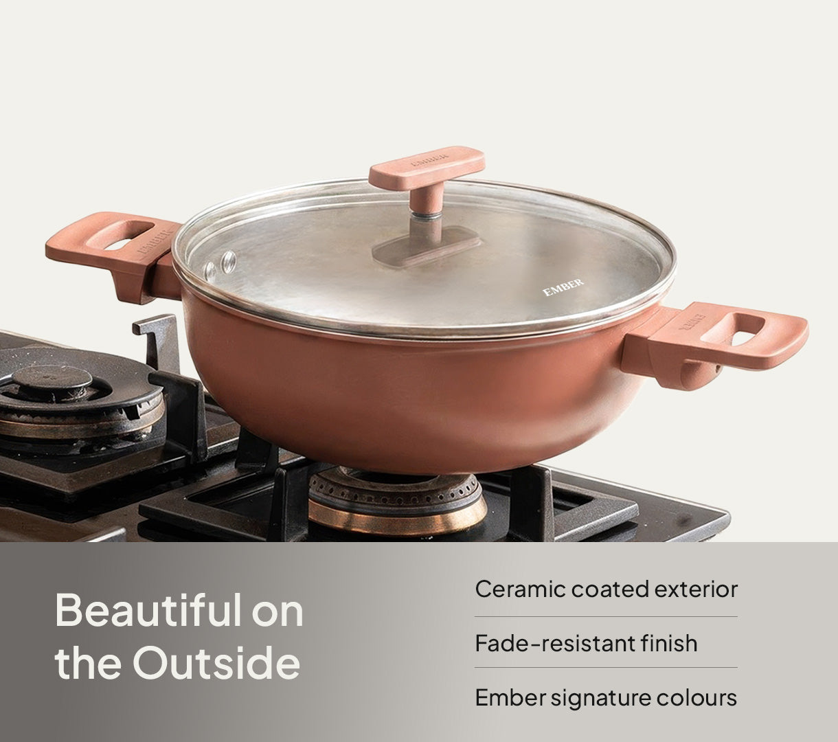 Ember Stainless Steel Kadai - Jaipur Terracotta