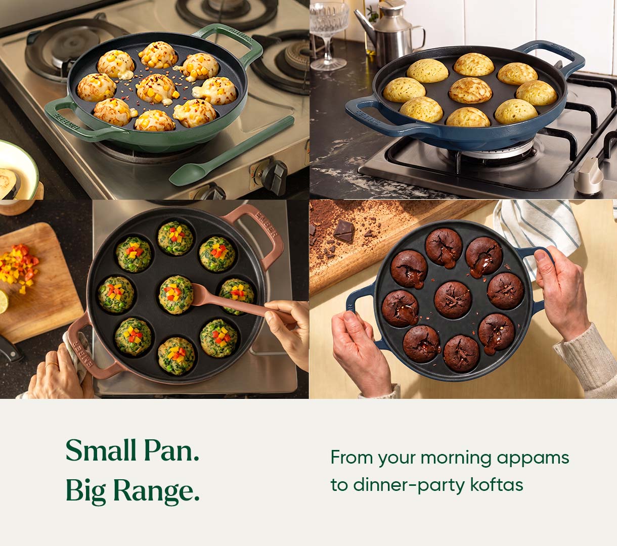 Ember Pre-Seasoned Cast Iron Appe Pan (20 cm) - Coorg Green