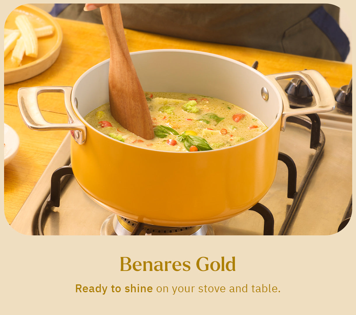 Mini Dutch Oven 20cm with glass lid - Benares Gold