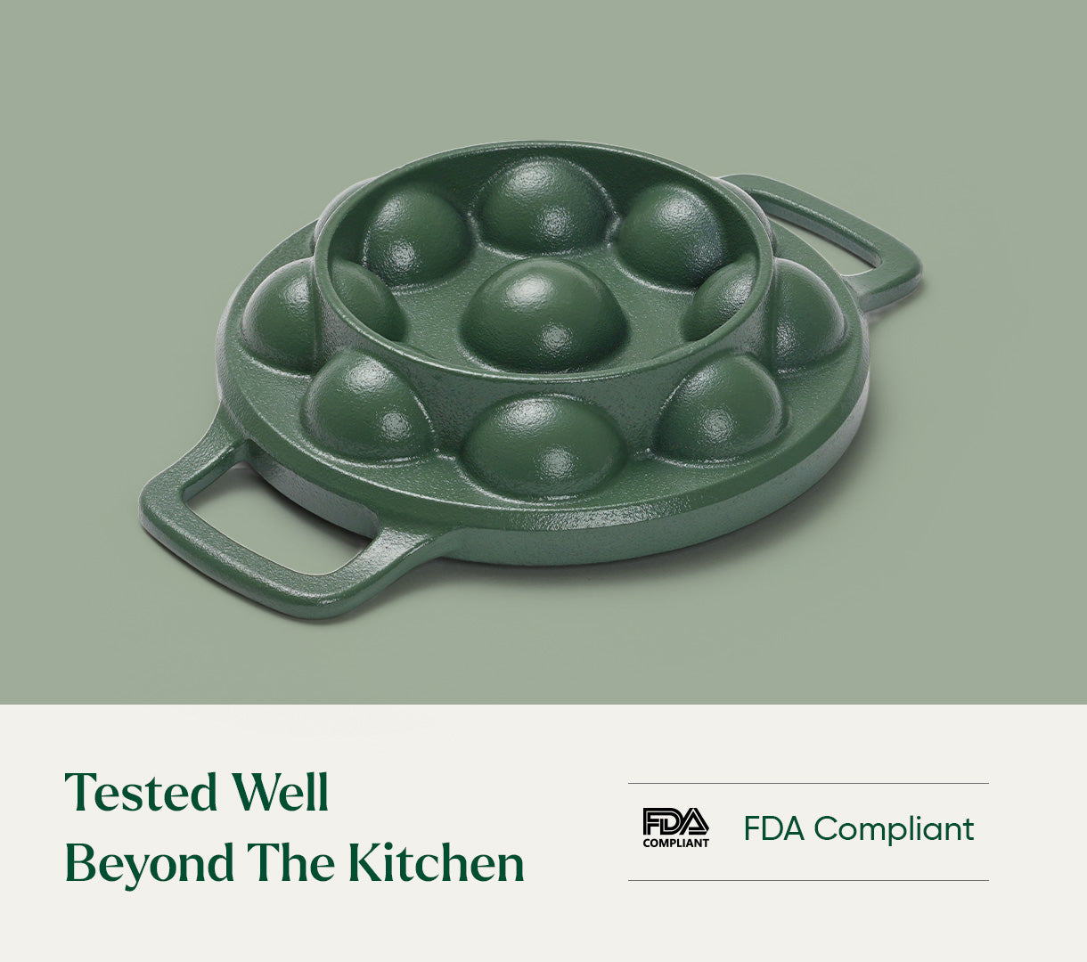 Ember Pre-Seasoned Cast Iron Appe Pan (20 cm) - Coorg Green