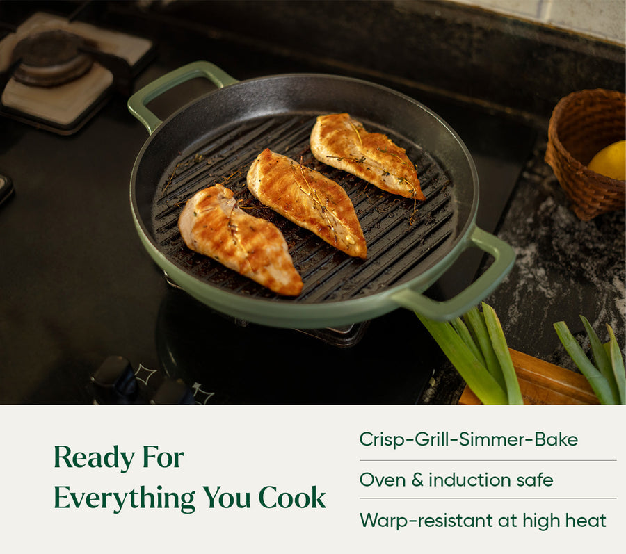 Pre-Seasoned Cast Iron - Set of 4  - Coorg Green
