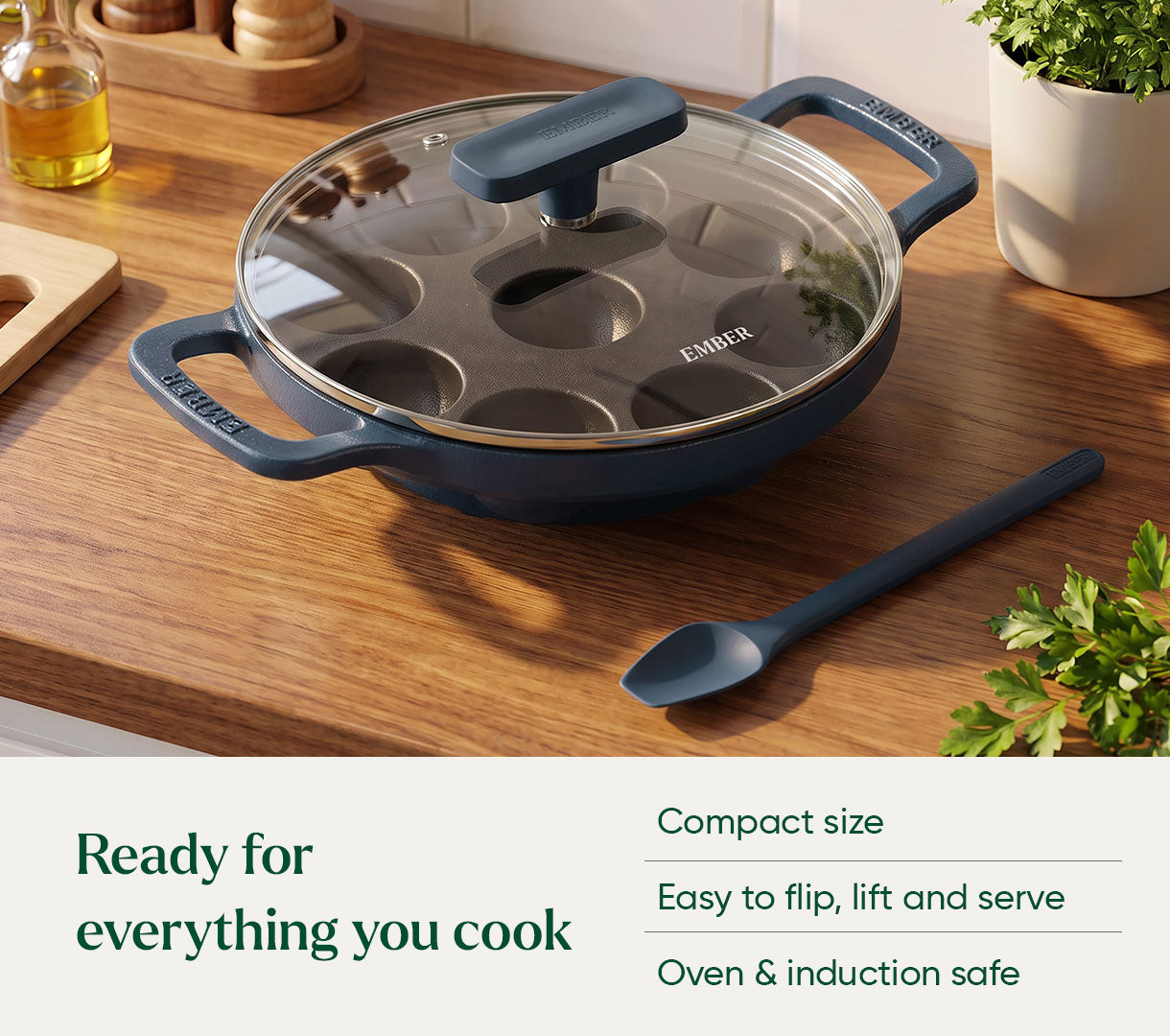 Ember Pre-Seasoned Cast Iron Appe Pan (20 cm) - Nilgiri Blue