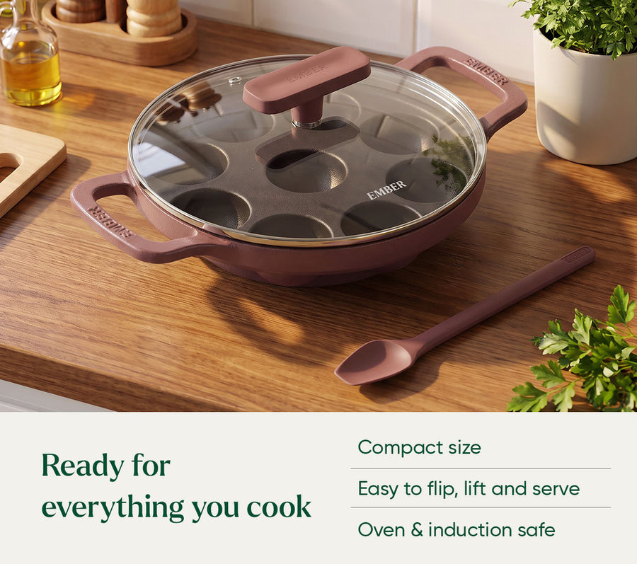 Ember Pre-Seasoned Cast Iron Appe Pan (20 cm) - Jaipur Terracotta