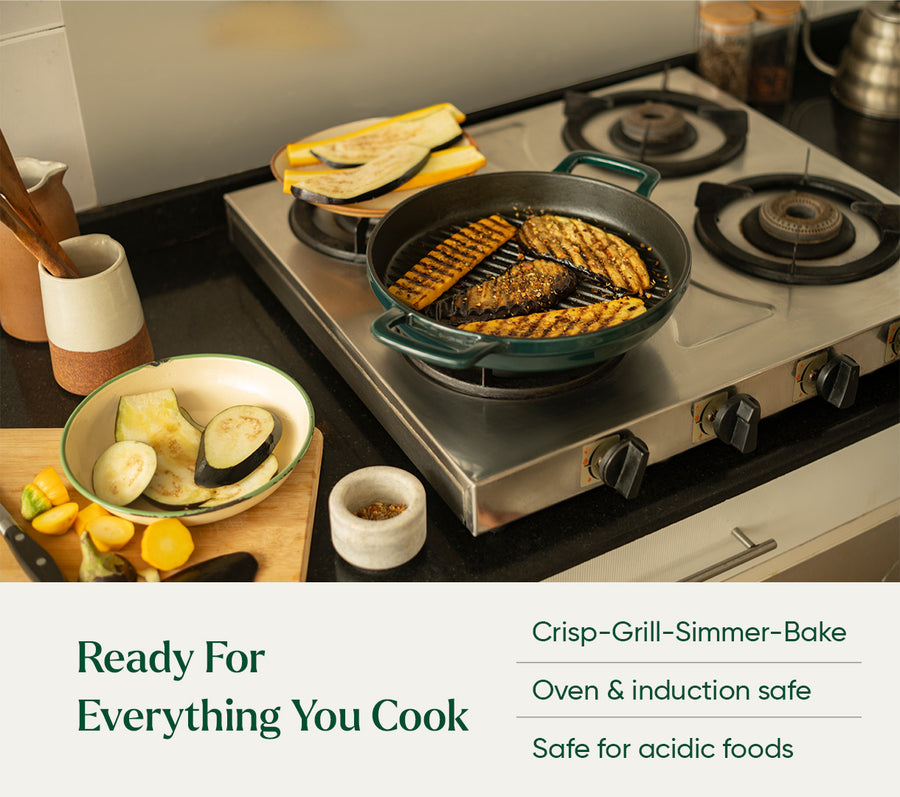 TitaniumClad Cast Iron - Set of 4 - Teal