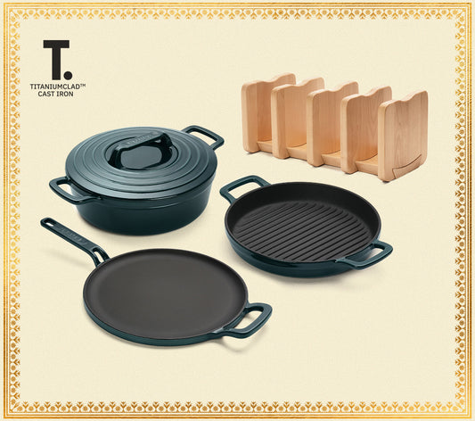 Cast Iron Trio with Storage - Teal