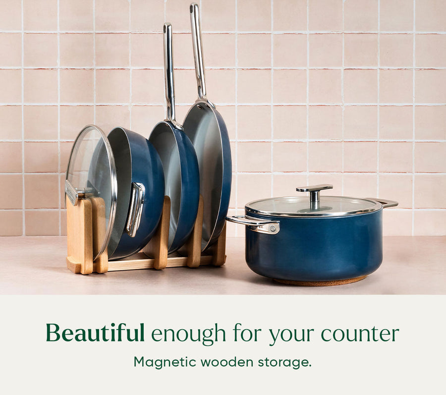 Complete Cookware Set with storage (4-Piece) with glass lid - Nilgiri Blue
