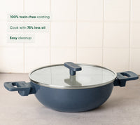 Kadai 24cm with glass lid - Nilgiri Blue