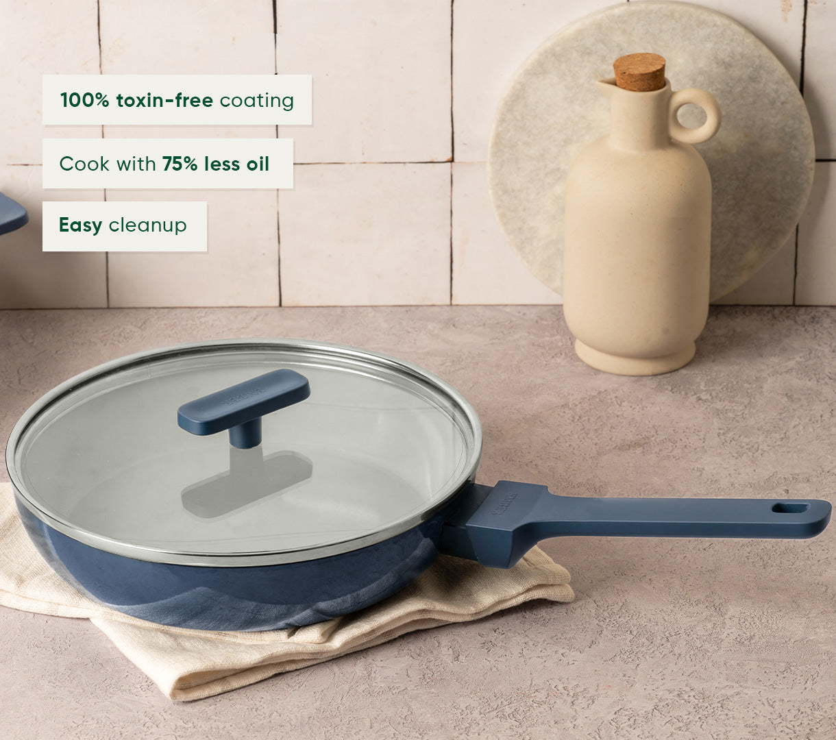 Frypan 24cm with glass lid (2.0) - Nilgiri Blue